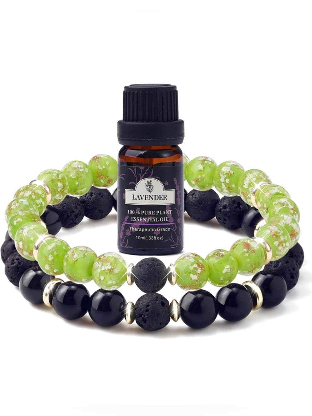 Chakra Bracelet Real Crystal Stone Beads & Essential Oil Set